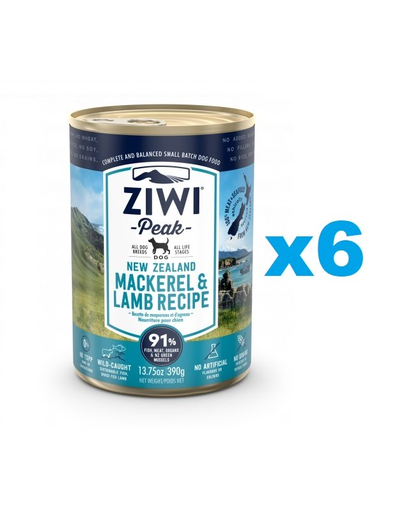 ZIWIPEAK Dog Mackerel & Lamb 6 x 390 g