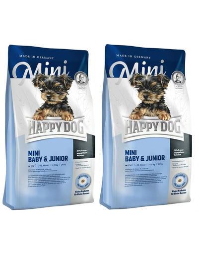 HAPPY DOG Mini Baby & Junior 29 szárazeledel kistestű kölyökkutyáknak 16 kg (2 x 8 kg)