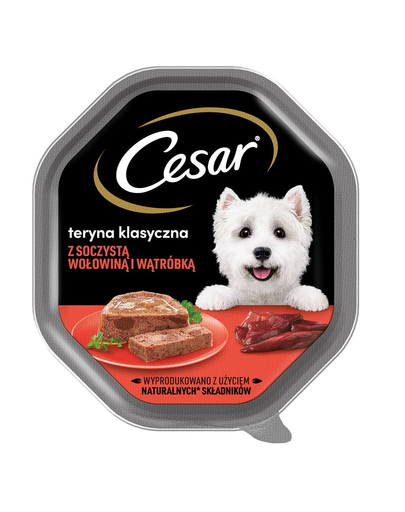 CESAR tálca 150 g nedves teljes értékű eledel felnőtt kutyáknak csér zamatos marhahússal és májjal