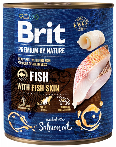 BRIT Premium by Nature Fish and Fish skin 18 x 800 g hal és halbőr természetes kutyaeledel