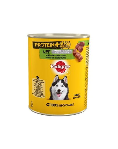 PEDIGREE Protein+ Adult 800g - teljes értékű nedves eledel felnőtt kutyáknak, kacsa- és marhahús mousse-szal