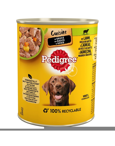PEDIGREE Cuisine Adult 800g - teljes értékű nedves eledel felnőtt kutyáknak, bárányhússal, tésztával és sárgarépával mártásban