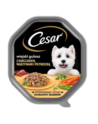CESAR tálca 14x150 g nedves teljes értékű eledel felnőtt kutyáknak mártással, csirkével, zöldséggel és petrezselyemmel
