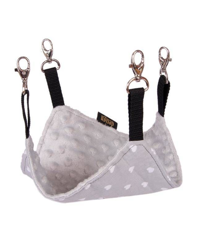 LAUREN DESIGN Függőágy rágcsálóknak szív és szürke nercbunda 20 x 20 cm