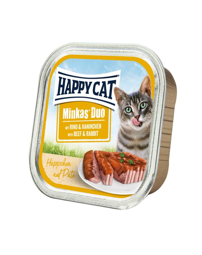 HAPPY CAT Duo Pástétomos falatkák, marhahús és nyúl 100 g