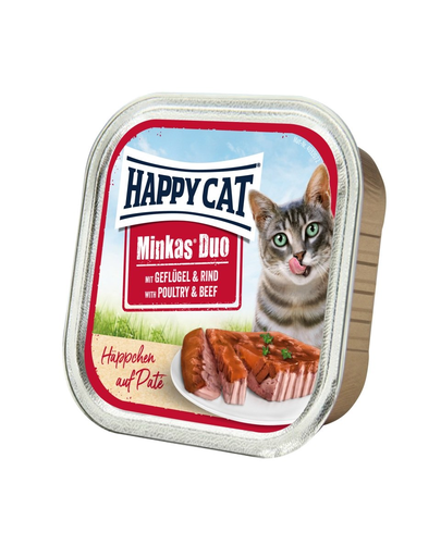 HAPPY CAT Duo Pástétomos falatkák, csirke és marhahús 100 g