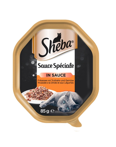 SHEBA Sauce Speciale 85g pulykával és zöldséggel - nedves eledel mártással