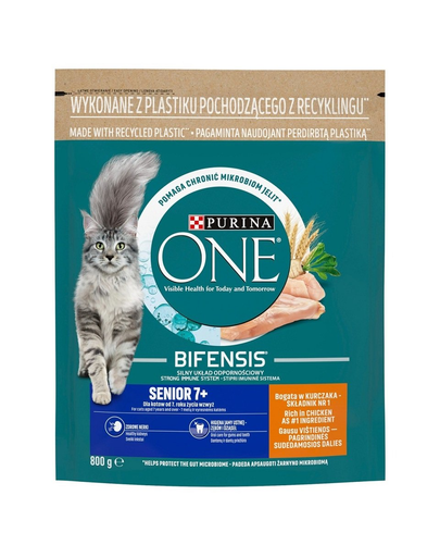 PURINA ONE Senior 7+ csirkében és teljes kiőrlésű gabonában gazdag 800g