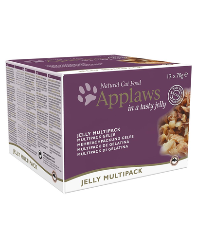 APPLAWS Cat Tin Multipack 12 x 70 g Jelly Selection nedves eledel zselében macskáknak mix ízesítéssel, hallal és csirkével