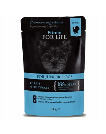 FITMIN Dog pouch Puppy Turkey in gravy 85g