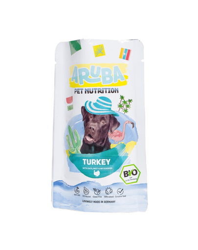 ARUBA Dog Organic Nedvestáp pulyka zabbal, céklával és articsókával 100 g