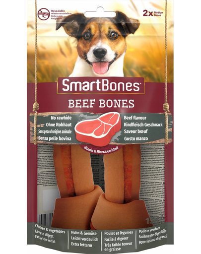 SmartBones Beef medium 2 db. marhaízű csontok, közepes  fajta kutyaknak
