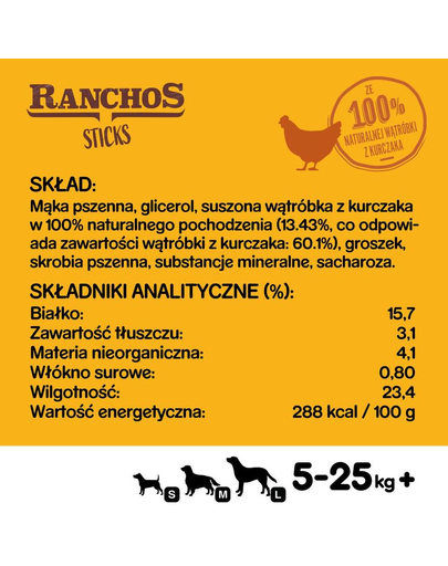 PEDIGREE Ranchos Sticks 60 g csirkemáj kutyakaják