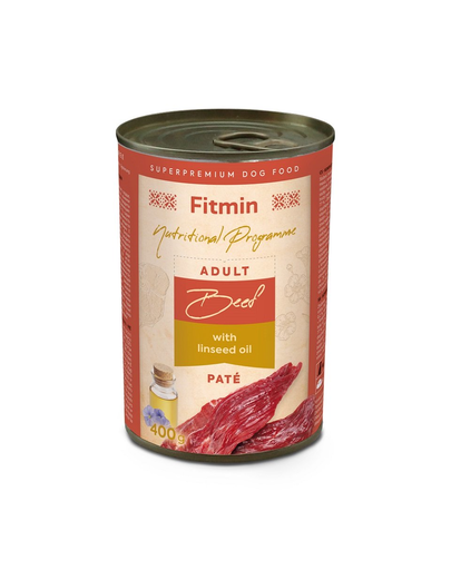 FITMIN Dog Nutritional Programme Tin Beef with lindseed oil 400g marhahús lenolajjal