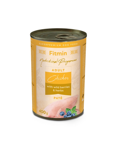 FITMIN Dog Nutritional Programme Tin Chicken with herbs and wild berries 400g csirke fűszernövényekkel és bogyós gyümölcsökkel