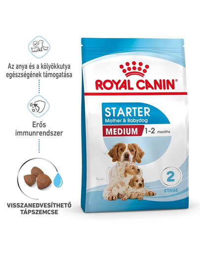 ROYAL CANIN MEDIUM STARTER MOTHER & BABYDOG - közepes testű kölyök vemhes kutya száraz táp 12 kg