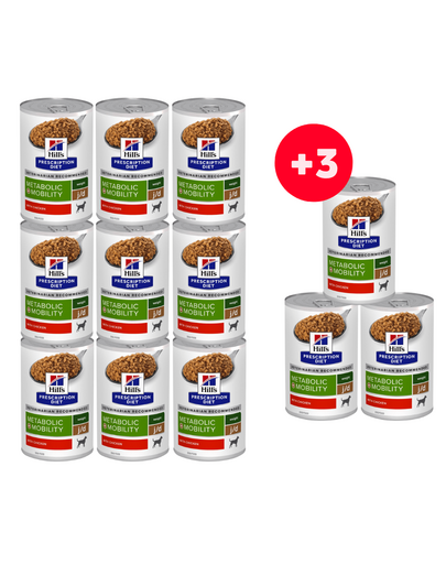 HILL'S Prescription Diet Canine Metabolic Mobility 9x370g + 3 konzerv INGYEN!