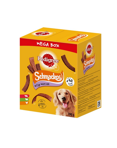 PEDIGREE Mega Box Schmackos marha-, bárány- és baromfihús ízesítéssel 790 g