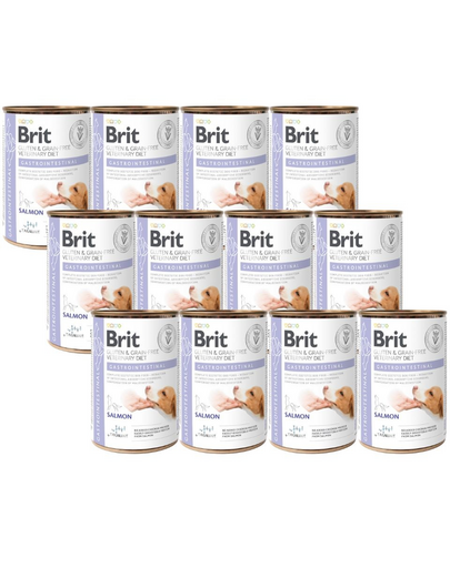 BRIT Veterinary Diet Gastrointestinal Salmon&Pea eledel érzékeny gyomor-bélrendszeri traktusú kutyáknak 12x400 g