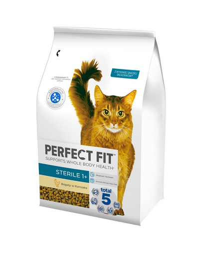 PERFECT FIT Sterile 1+ Csirkében gazdag 3x2,8 kg száraz teljes értékű eledel felnőtt, sterilizált macskák számára