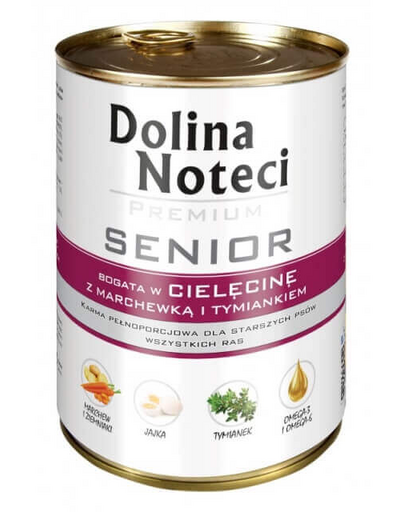 DOLINA NOTECI Prémium Senior eledel gazdag borjúhúsba répával és kakukkfűvel 400g