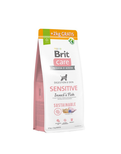 BRIT Care Sustainable Sensitive Insect & Fish felnőtt kutyák számára rovarokkal és halakkal 12+2 kg