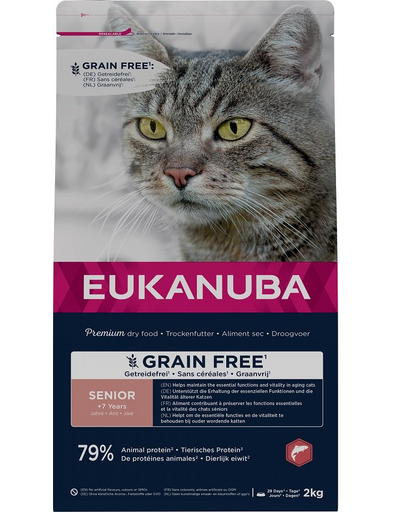 EUKANUBA Grain Free Senior Łosoś 2 kg idősebb macskák számára