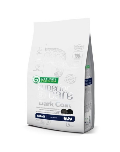 NATURES PROTECTION SUPERIOR CARE Dark Dogs Grain Free Poultry Adult All Breeds 1,5 kg baromfival felnőtt, fekete szőrű kutyáknak