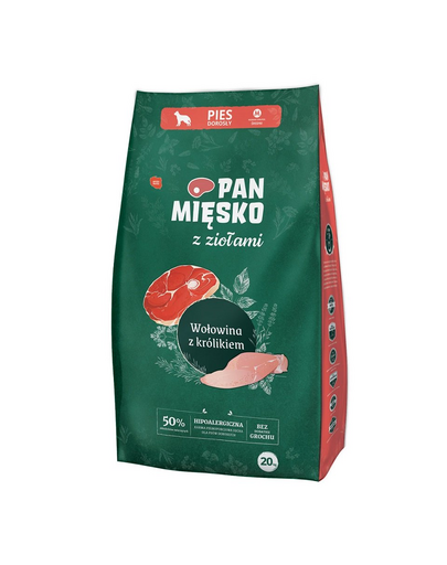 PAN MIĘSKO fűszernövényekkel Marhahús nyúllal M 20 kg közepes méretű fajtáknak