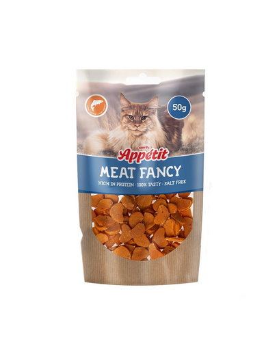 COMFY Appetit Maet Fancy Salmon Bites  magas fehérjetartalmú jutalomfalat macskák számára 50 g