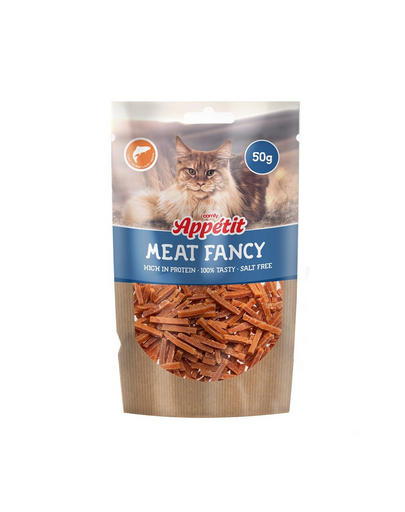 COMFY Appetit Maet Fancy Salmon Strips 50 g magas fehérjetartalmú macskaeledel 50 g