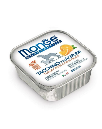 MONGE Fruit Dog Monoprotein Pulyka naranccsal 150 g