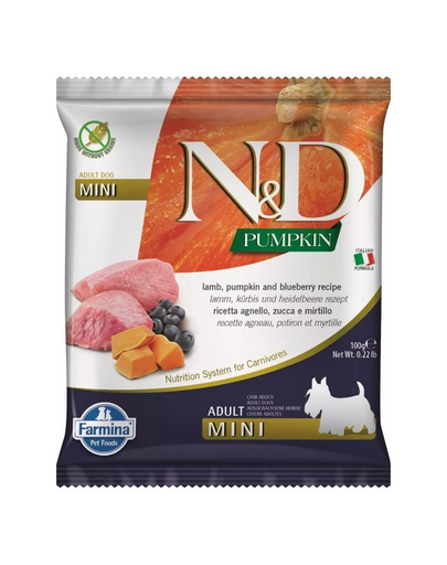 FARMINA N&D Pumpkin Lamb&Blueberry Adult Mini 100g