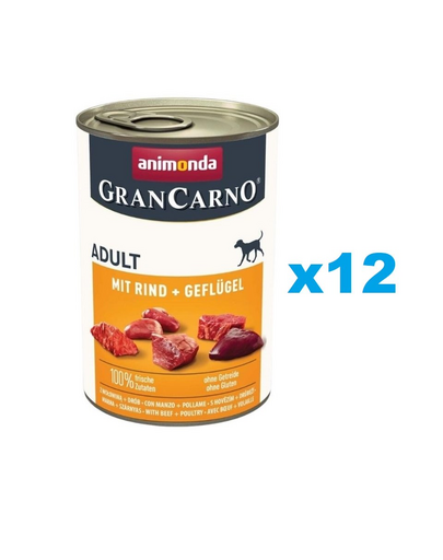 ANIMONDA GranCarno Adult with Beef, Poultry Marhahússal és baromfival 12x400 g