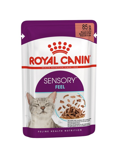 ROYAL CANIN SENSORY FEEL GRAVY 12x85g - szószos felnőtt macska nedves táp fokozott érzék hatással