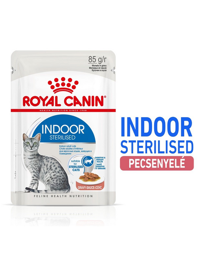 ROYAL CANIN Indoor Sterilised Gravy - idősödő macska szószos nedves táp 12 x 85 g