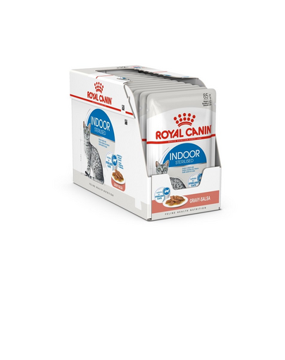 ROYAL CANIN Indoor Sterilised Gravy - idősödő macska szószos nedves táp 12 x 85 g