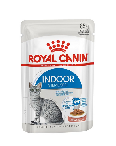 ROYAL CANIN Indoor Sterilised Gravy - idősödő macska szószos nedves táp 12 x 85 g