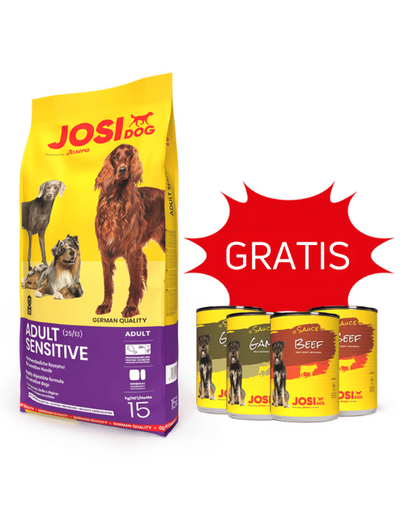 JOSERA JosiDog Adult Sensitive 15 kg + 4 doboz INGYENES