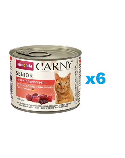 ANIMONDA Carny Senior Marha- és pulykaszívek 6x200 g