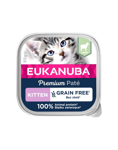 EUKANUBA Grain Free Kitten Cicapástétom Bárány 16 x 85 g