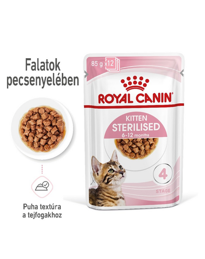 ROYAL CANIN KITTEN STERILISED GRAVY - ivartalnított kölyökmacska szószos nedves táp 85g