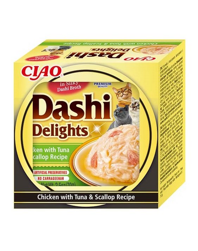 INABA Cat Dashi Delights Csirke, tonhal és fésűkagyló 70 g