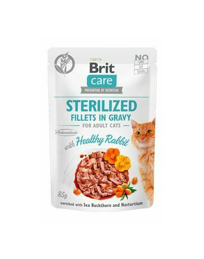 BRIT Care Sterilised Fillets in gravy 24 x 85 g nyúl mártásban ivartalanított macskák számára