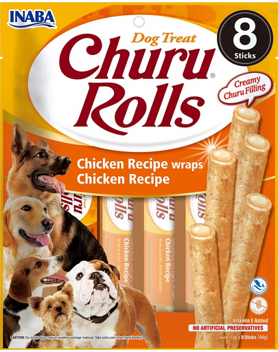 INABA Churu Rolls Chicken 8x12g csirke csomagolások kutyáknak