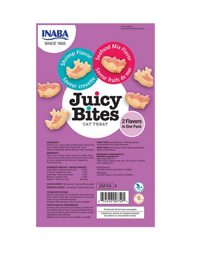 INABA Juicy Bites nedves garnélarák és tengeri herkentyűk macskáknak 33,9 g (3x11,3 g)