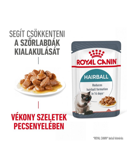 ROYAL CANIN HAIRBALL CARE GRAVY - szószos nedves táp felnőtt macskák részére a szőrlabdák könnyebb eltávozásáért 85g