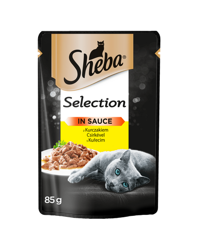 SHEBA tasak Selection in Sauce - nedves macskaeledel csirkével szószban 85gx24