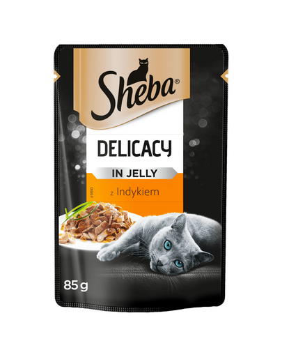 SHEBA Delicacy in jelly - nedves macskaeledel pulykával zselében 24x85g