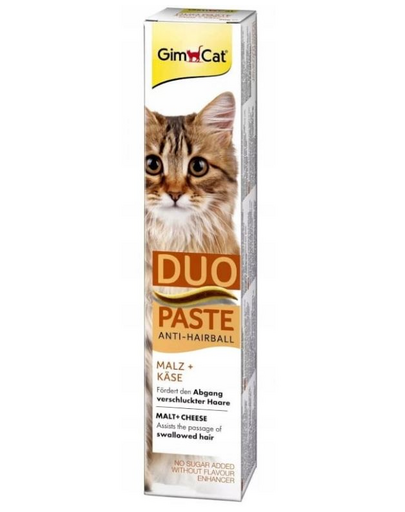 GIMCAT Duo Paste Anti-Hairball Malt&Cheese 50 g macska beporzásmentesítő paszta